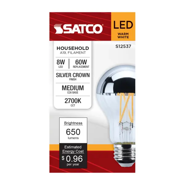 8 Watt A19 LED - Medium Base - 2700K CCT - Silver Crown - 60 Watt Replacement - Image 3