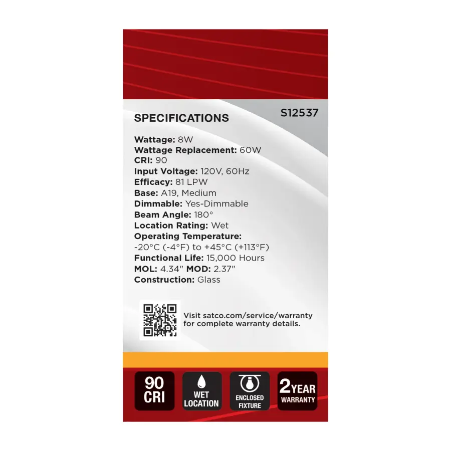 8 Watt A19 LED - Medium Base - 2700K CCT - Silver Crown - 60 Watt Replacement - Image 5