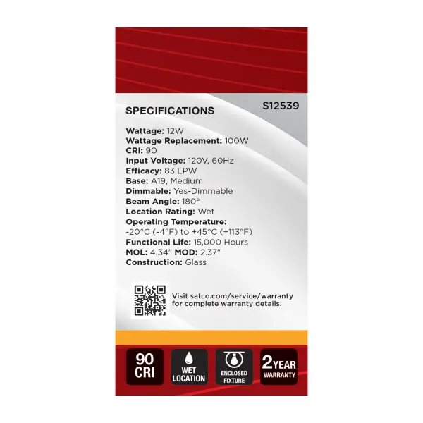 12 Watt A19 LED - Medium Base - 2700K CCT - Silver Crown - 100 Watt Replacement - Image 5