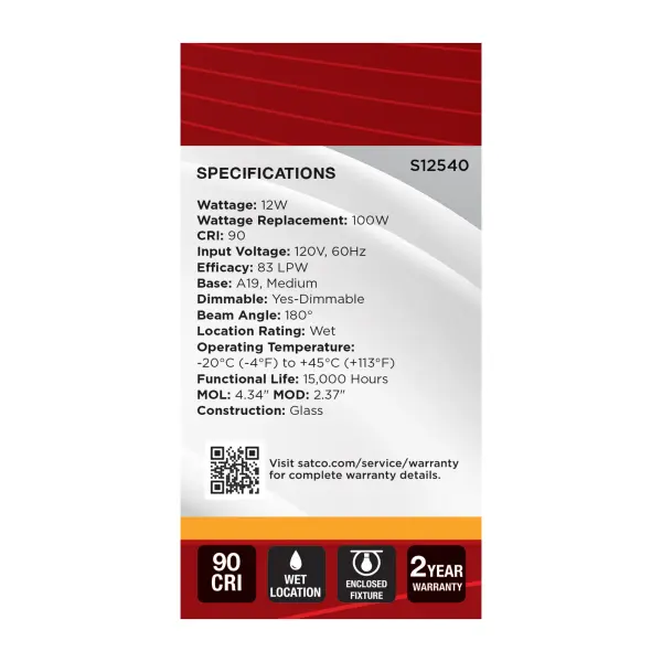 12 Watt A19 LED - Medium Base - 2700K CCT - Gold Crown - 100 Watt Replacement - Image 5