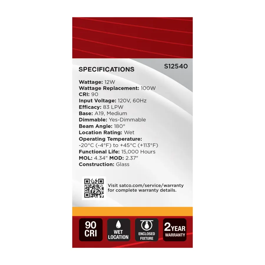 12 Watt A19 LED - Medium Base - 2700K CCT - Gold Crown - 100 Watt Replacement - Image 5