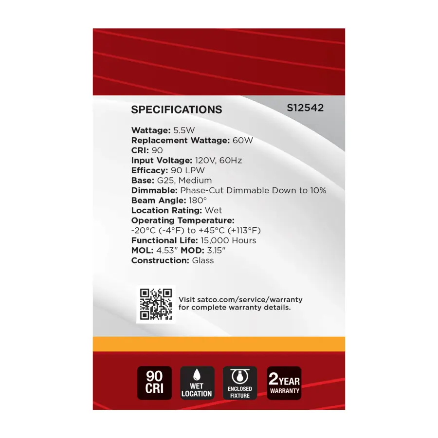 5.5 Watt G25 LED - Medium Base - 2700K CCT - Gold Crown - 60 Watt Replacement - Image 5