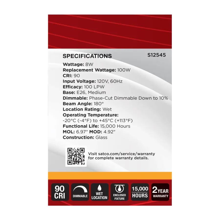 8 Watt G40 LED - Medium Base - 2700K CCT - Silver Crown - 100 Watt Replacement - Image 5