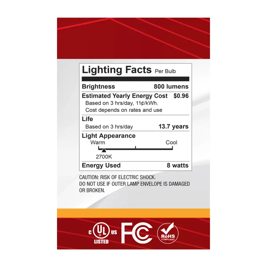 8 Watt G40 LED - Medium Base - 2700K CCT - Silver Crown - 100 Watt Replacement - Image 6