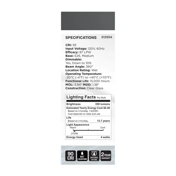 4 Watt B11 LED - Reminiscent - Flex Gray Coil Filament - E26 - 2700K - 120 Volt - Image 8