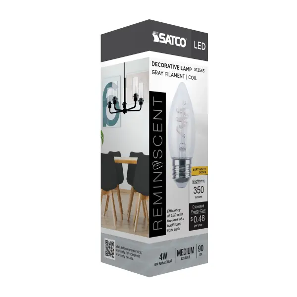 4 Watt B11 LED - Reminiscent - Flex Gray Coil Filament - E26 - 3000K - 120 Volt - Image 10