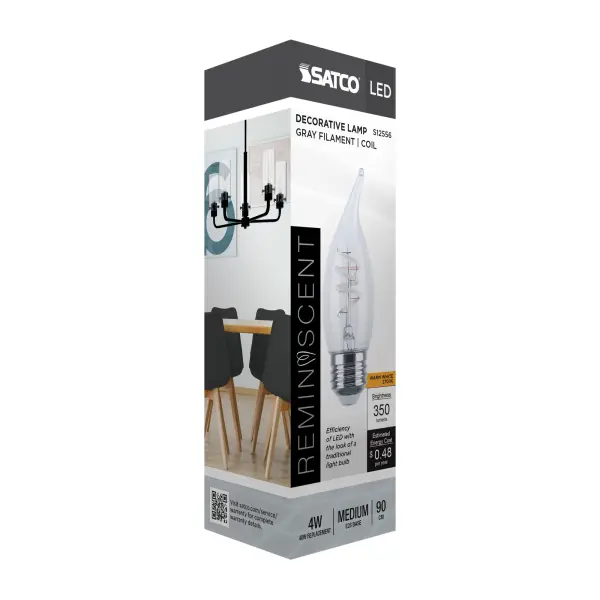 4 Watt CA11 LED - Reminiscent - Flex Gray Coil Filament - E26 - 2700K - 120 Volt - Image 11