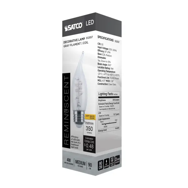 4 Watt CA11 LED - Reminiscent - Flex Gray Coil Filament - E26 - 3000K - 120 Volt - Image 9