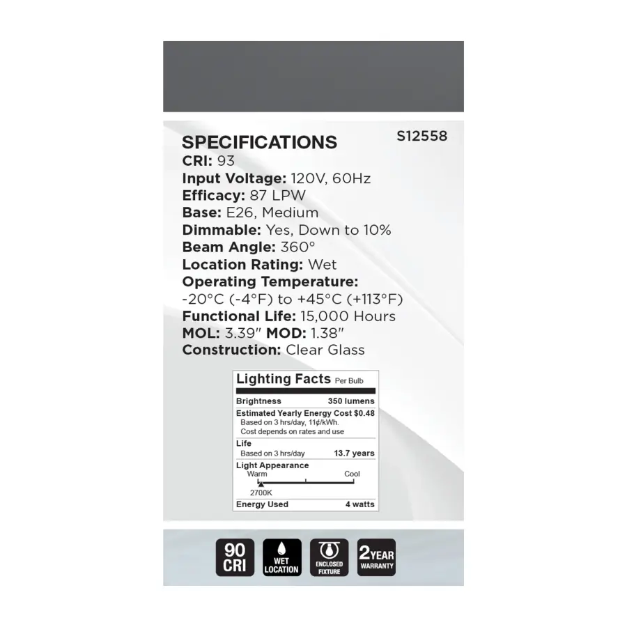 4 Watt A15 LED - Reminiscent - Flex Gray Coil Filament - E26 - 2700K - 120 Volt - Image 8