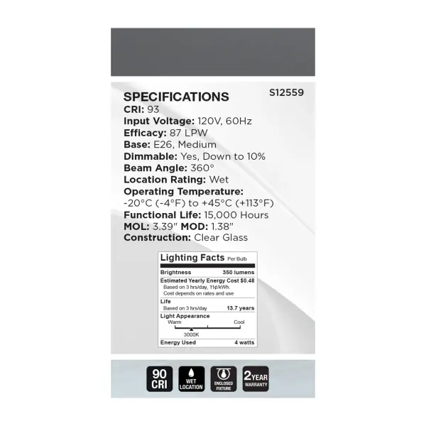 4 Watt A15 LED - Reminiscent - Flex Gray Coil Filament - E26 - 3000K - 120 Volt - Image 7