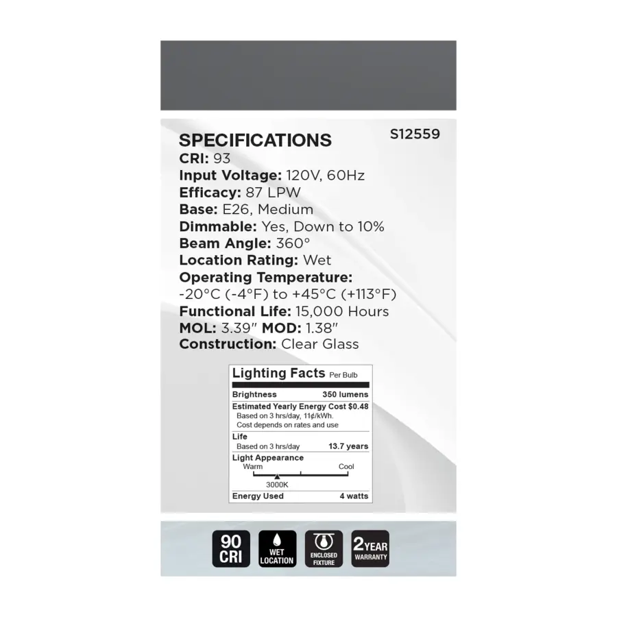 4 Watt A15 LED - Reminiscent - Flex Gray Coil Filament - E26 - 3000K - 120 Volt - Image 7