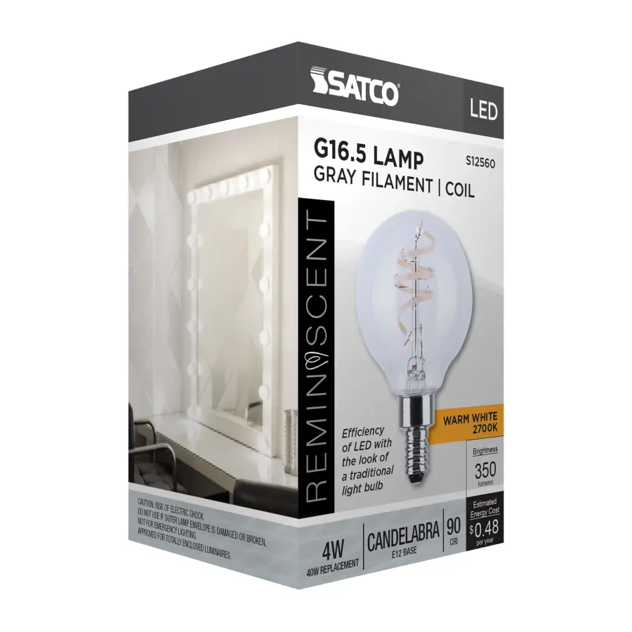 4 Watt G16.5 LED - Reminiscent - Flex Gray Coil Filament - E12 - 2700K - 120 Volt - Image 11
