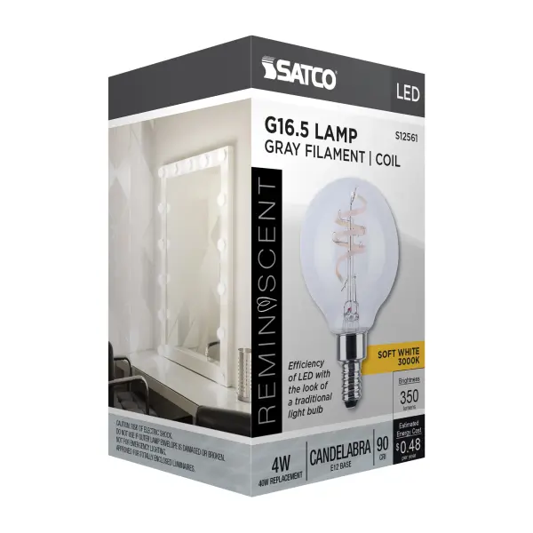 4 Watt G16.5 LED - Reminiscent - Flex Gray Coil Filament - E12 - 3000K - 120 Volt - Image 10
