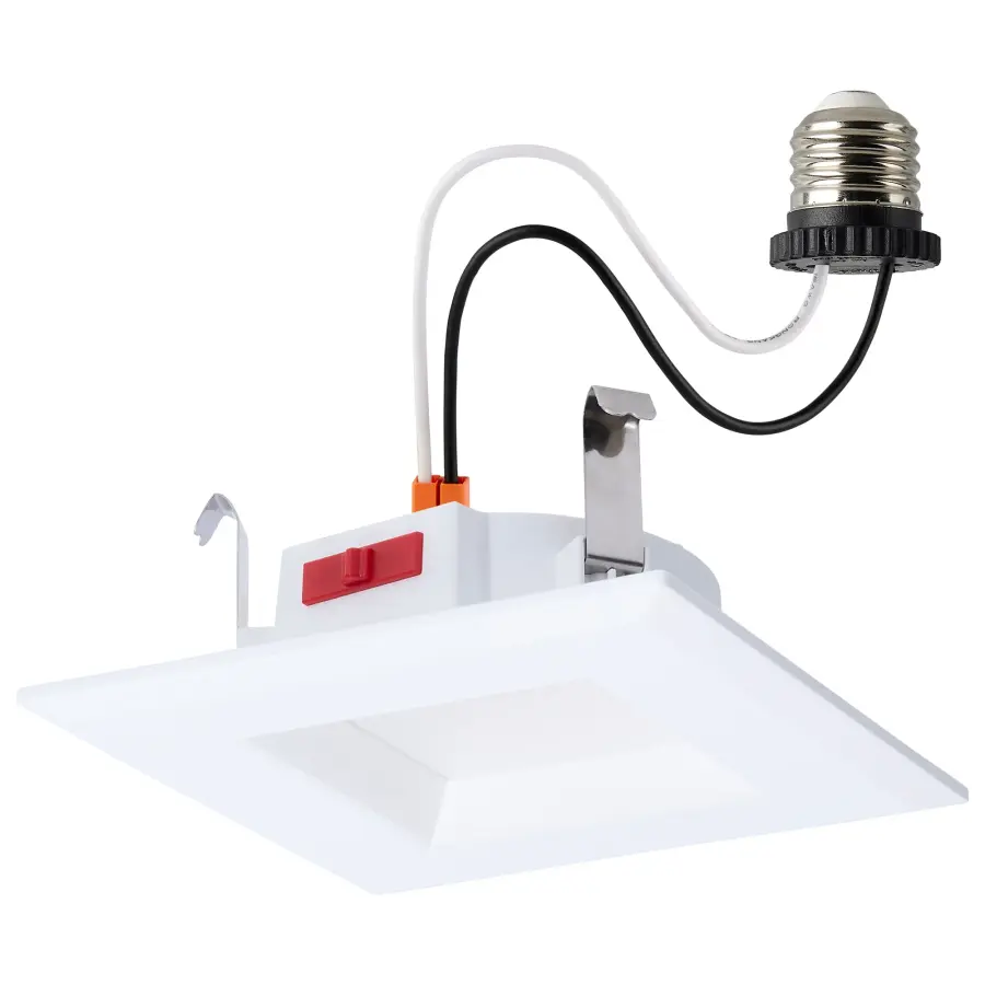 6 Watt LED Downlight Retrofit - 4 Inch - CCT Selectable - Square - White Finish - Image 1