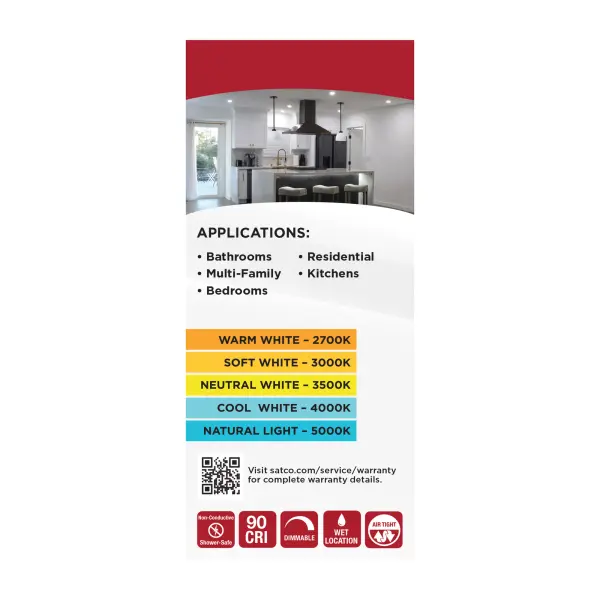 6 Watt LED Downlight Retrofit - 4 Inch - CCT Selectable - Square - White Finish - Image 10