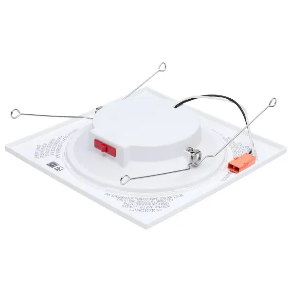 SATCO NUVO's Performer Series LED Retrofit Downlights offer easy installation with a refined design. Available in 4-inch and 5/6-inch models with round or square trims, they feature a smooth regress baffle to reduce glare and a convenient on-unit switch for selecting from 5 color temperatures. The included E26 adapter supports both remodel and new construction projects. Rated for wet locations and equipped with non-conductive dead-front trim, these downlights are ideal for use in showers and other damp environments. With a high CRI of 90, they deliver bright, energy-efficient lighting with accurate color rendering for any setting. - alternate view