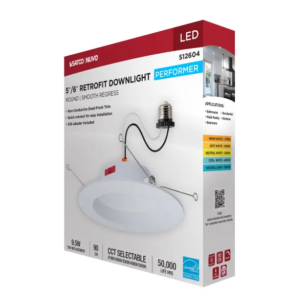 10 Watt LED Downlight Retrofit - 5-6 Inch - CCT Selectable - Round - White Finish - Image 12