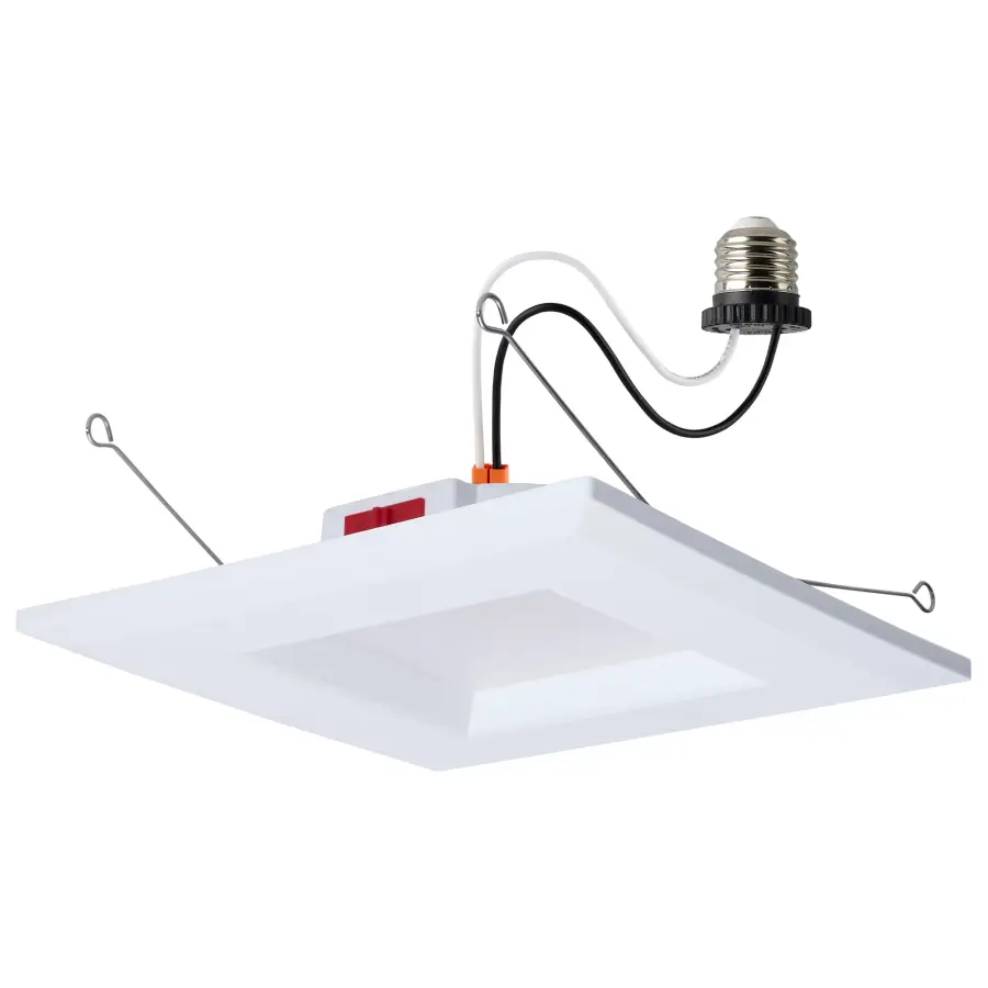 10 Watt LED Downlight Retrofit - 5-6 Inch - CCT Selectable - Square - White Finish - Image 1