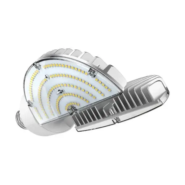 The Hi-Pro 70W LED HID replacement bulb offers cool white light with multiple optional sensors, and a 360 degree beam spread. The lamp features dimmability with optional control modules, built-in surge Protection and a Mogul extended base. With a high lumen count, this lamp provides superior outdoor illumination. - alternate view