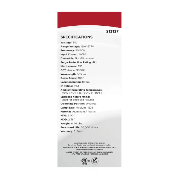 9 Watt - 1600K - Turtle Friendly 585Nm Amber Corncob - Image 11