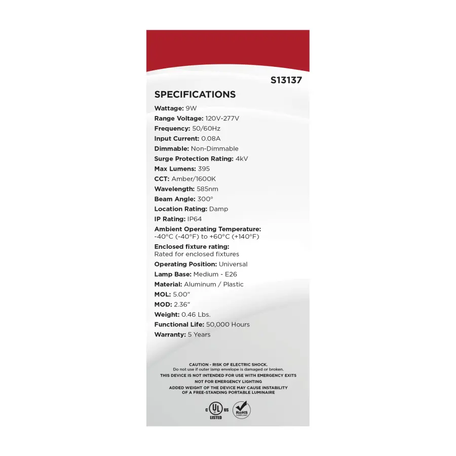 9 Watt - 1600K - Turtle Friendly 585Nm Amber Corncob - Image 11