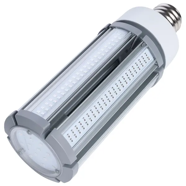 SATCO NUVO's Hi-Pro Amber Lamps are designed to provide wildlife-safe illumination in coastal and environmentally sensitive areas. Emitting a dedicated 585nm wavelength and a warm 1600K amber glow, these lamps minimize blue light emissions that can disrupt sea turtles and other nocturnal wildlife. Ideal for use around beachfront properties, marinas, docks, and piers, they offer reliable, energy-efficient performance in outdoor settings where responsible lighting is required. Available in 9W, 27W, and 50W models with E26 or EX39 bases, these corncob-style lamps deliver versatile installation options for a range of applications. Built for durability, each lamp is IP64 and IK06 rated, damp-location rated, and approved for use in enclosed fixtures. With a long 50,000-hour rated life and a 5-year warranty, SATCONUVO Hi-Pro Amber Lamps offer a dependable, eco-conscious lighting solution that prioritizes wildlife protection without compromising performance. - alternate view