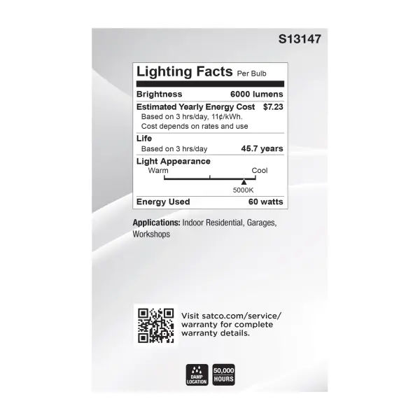 60 Watt LED Multi-Beam Utility/Garage Lamp - 5000K Natural Light - White Finish - 120 Volt - Image 4