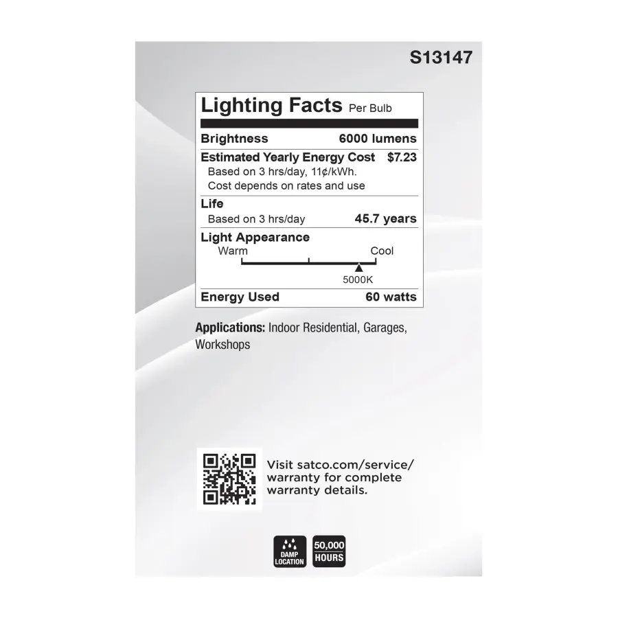 60 Watt LED Multi-Beam Utility/Garage Lamp - 5000K Natural Light - White Finish - 120 Volt - Image 4