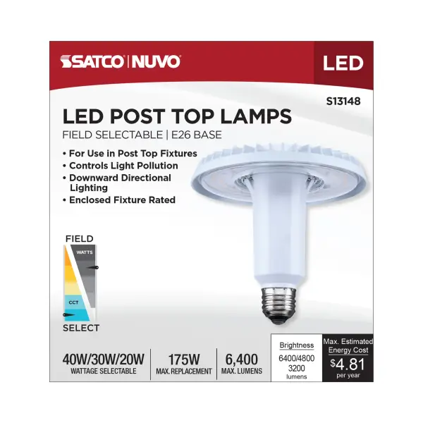 40/30/20 Watt LED HID Replacement - 3K/4K/5K CCT Selectable - Ballast Bypass - Medium Base - 120-277 Range Voltage - Image 11