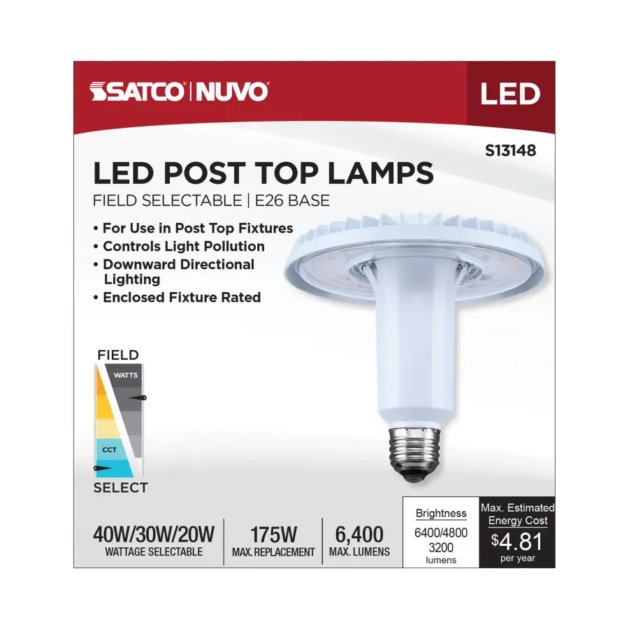 40/30/20 Watt LED HID Replacement - 3K/4K/5K CCT Selectable - Ballast Bypass - Medium Base - 120-277 Range Voltage - Image 11