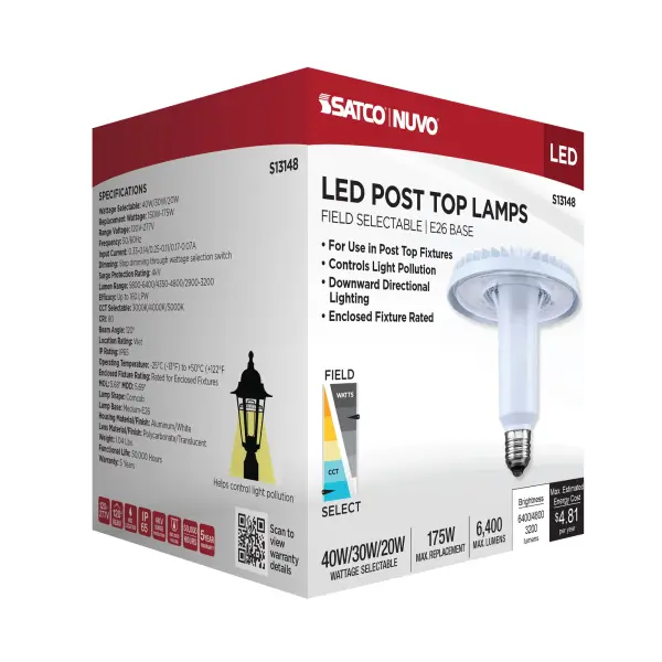 40/30/20 Watt LED HID Replacement - 3K/4K/5K CCT Selectable - Ballast Bypass - Medium Base - 120-277 Range Voltage - Image 14