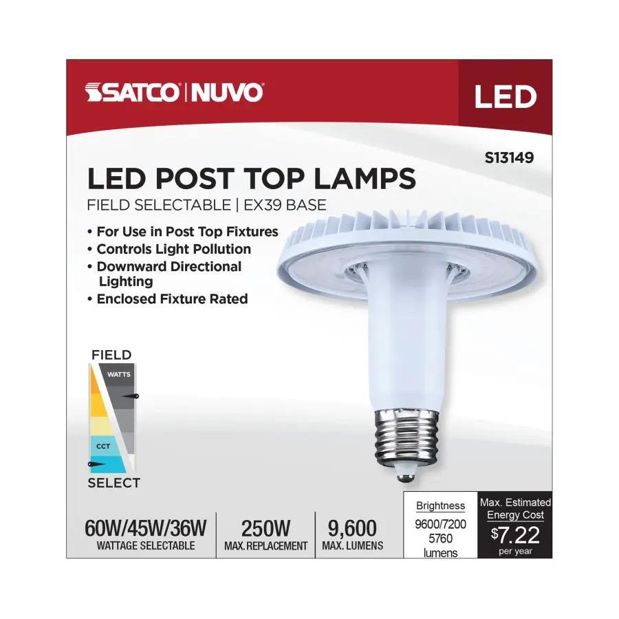 60/45/36 Watt LED HID Replacement - 3K/4K/5K CCT Selectable - Ballast Bypass - Extended Mogul Base - 120-277 Range Voltage - Image 11