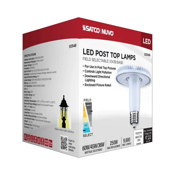 60/45/36 Watt LED HID Replacement - 3K/4K/5K CCT Selectable - Ballast Bypass - Extended Mogul Base - 120-277 Range Voltage - Image 16