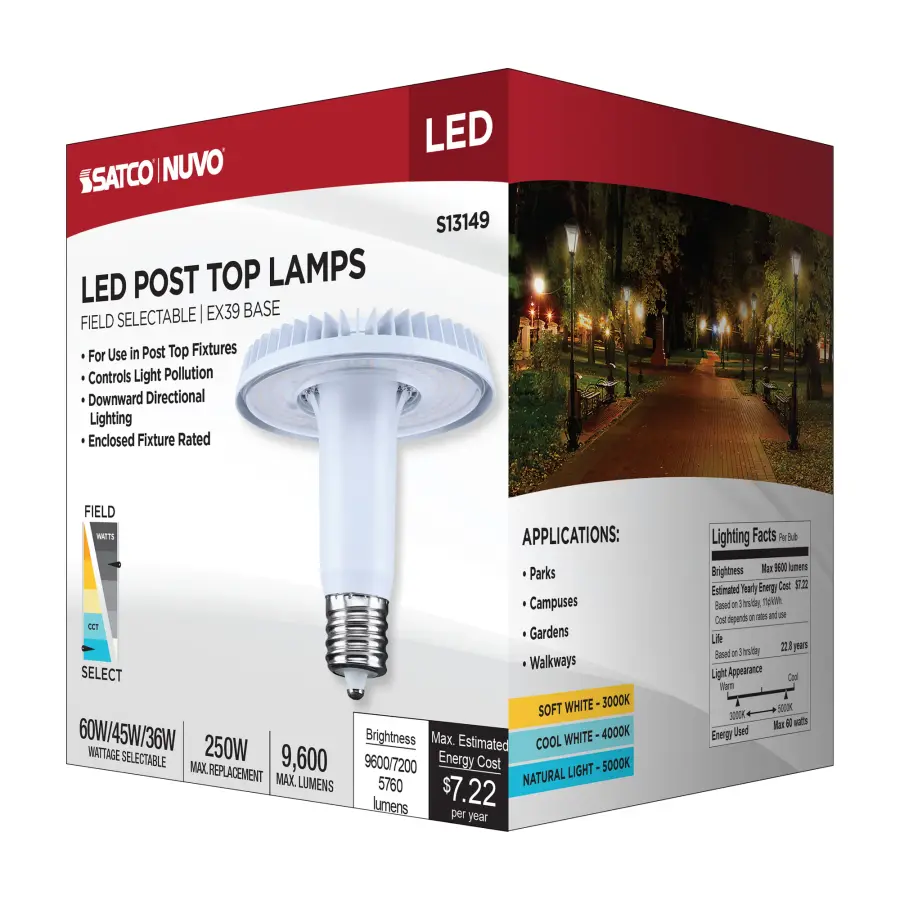 60/45/36 Watt LED HID Replacement - 3K/4K/5K CCT Selectable - Ballast Bypass - Extended Mogul Base - 120-277 Range Voltage - Image 17