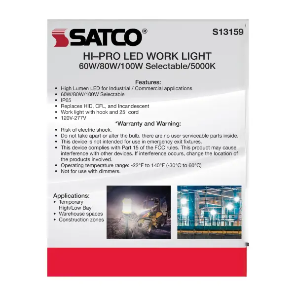 60/80/100 Wattage selectable LED Hi-lumen temporary lamp - 5000K - 120-277 Volt - Image 18