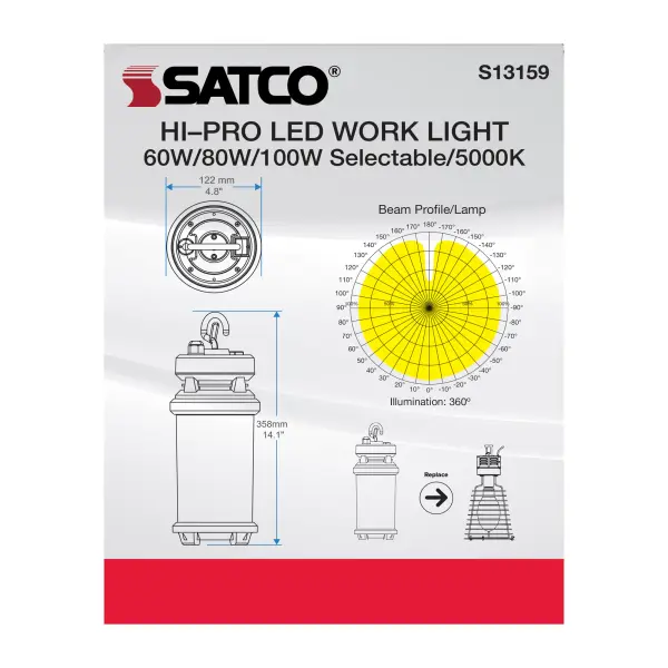 60/80/100 Wattage selectable LED Hi-lumen temporary lamp - 5000K - 120-277 Volt - Image 19
