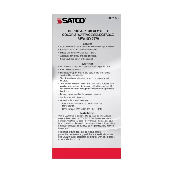 35 Watt - A-Plus 28 - LED - CCT Selectable and Wattage Selectable - Extended Mogul base - Type B - Ballast Bypass - ColorQuick Technology - PowerQuick Technology - Image 6