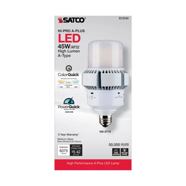 45 Watt - A-Plus 32 - LED - CCT Selectable and Wattage Selectable - Medium base - Type B - Ballast Bypass - ColorQuick Technology - PowerQuick Technology - Image 4