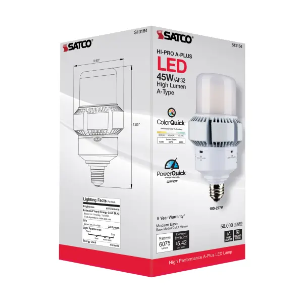 45 Watt - A-Plus 32 - LED - CCT Selectable and Wattage Selectable - Medium base - Type B - Ballast Bypass - ColorQuick Technology - PowerQuick Technology - Image 9