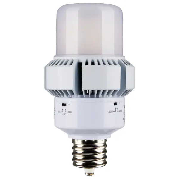 SATCO NUVO's newest additions to the Hi-Pro, A-Plus LED family provides up to 85% in energy savings, and advanced features. CCT and wattage selectable capability means more versatility and custom-tailored light for specific applications. Designed to produce high-output light with over 300 degrees of illumination, these lamps are perfect for commercial bollard fixtures, post-top lighting and high ceiling applications, to name a few. A smaller jacket size and base up, down or horizontal use makes this our most versatile A-lamp to date. - alternate view