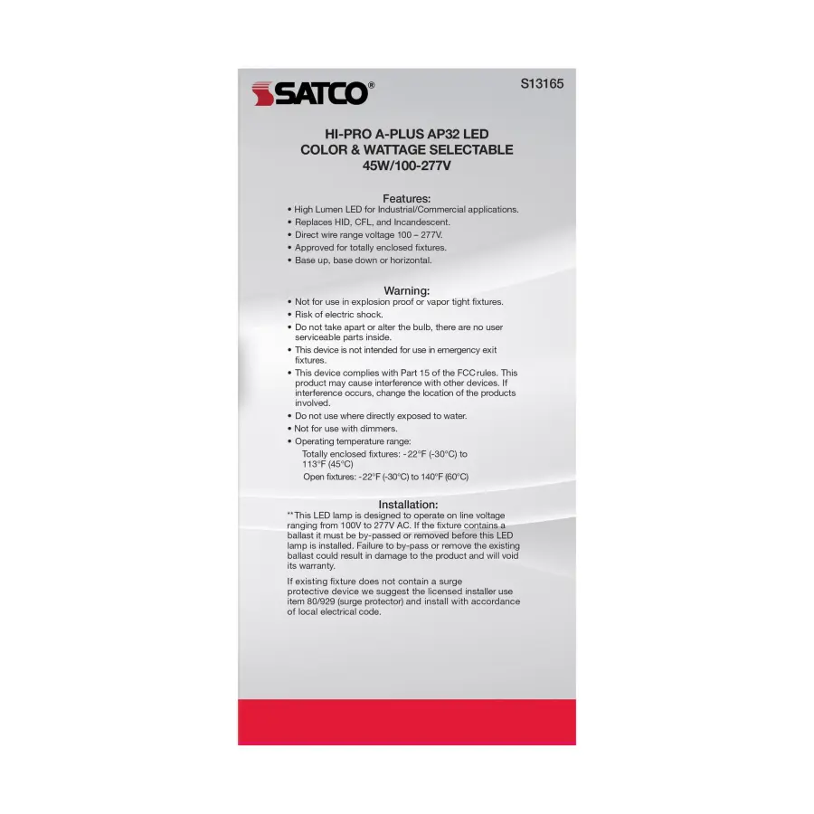 45 Watt - A-Plus 32 - LED - CCT Selectable and Wattage Selectable - Extended Mogul base - Type B - Ballast Bypass - ColorQuick Technology - PowerQuick Technology - Image 6