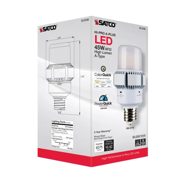 45 Watt - A-Plus 32 - LED - CCT Selectable and Wattage Selectable - Extended Mogul base - Type B - Ballast Bypass - ColorQuick Technology - PowerQuick Technology - Image 9