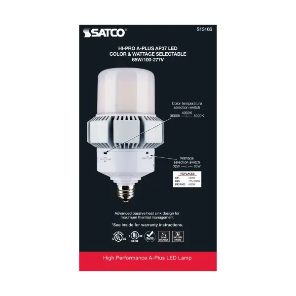 65 Watt - A-Plus 37 - LED - CCT Selectable and Wattage Selectable - Medium base - Type B - Ballast Bypass - ColorQuick Technology - PowerQuick Technology - Image 5