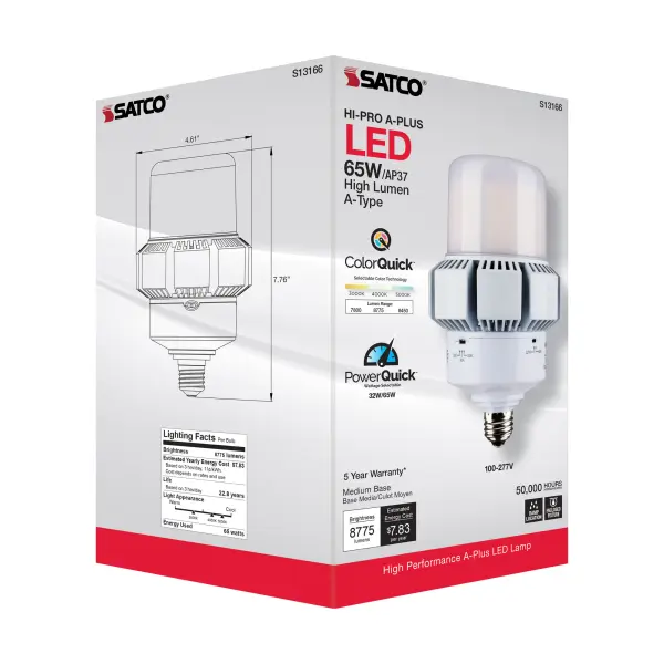65 Watt - A-Plus 37 - LED - CCT Selectable and Wattage Selectable - Medium base - Type B - Ballast Bypass - ColorQuick Technology - PowerQuick Technology - Image 9