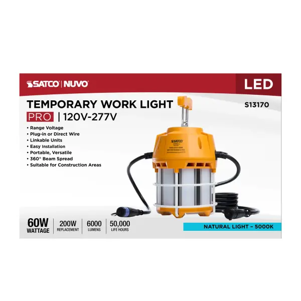 60 Watt LED Hi-Pro Temp Work Light - 5000K - Corncob Shape - 80 CRI - Orange Finish - Image 14