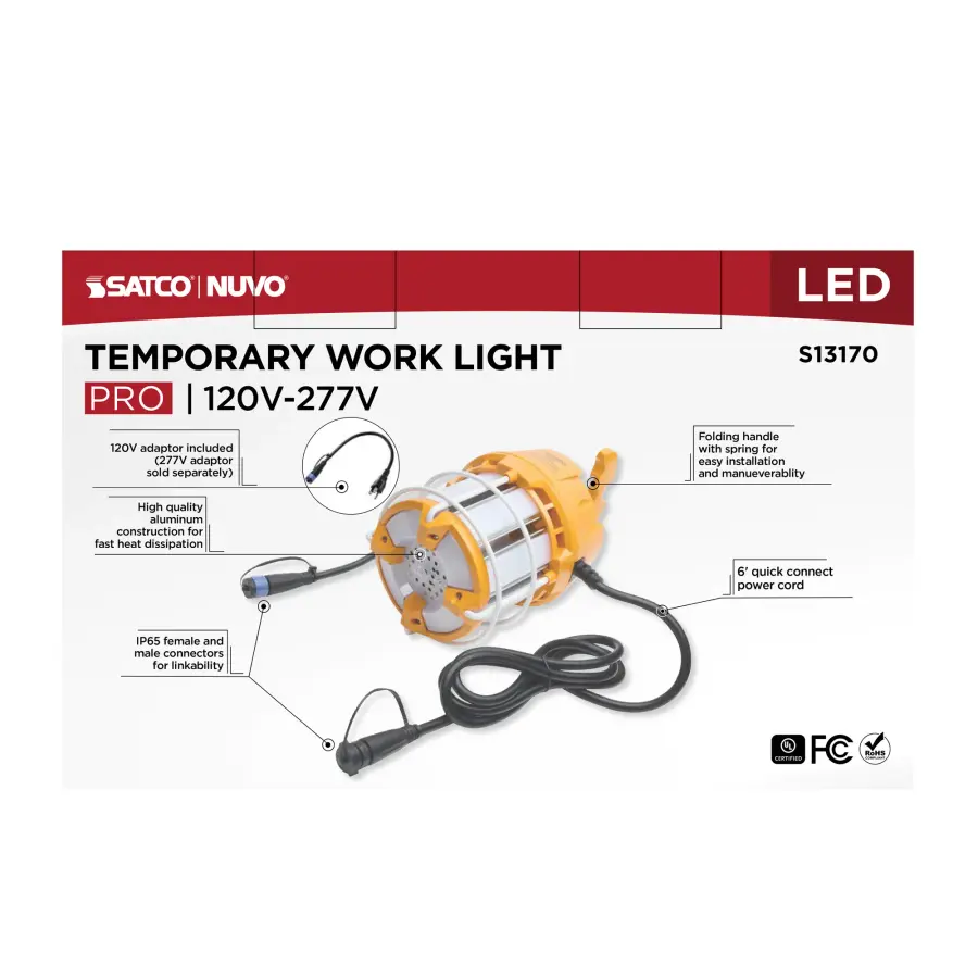 60 Watt LED Hi-Pro Temp Work Light - 5000K - Corncob Shape - 80 CRI - Orange Finish - Image 15