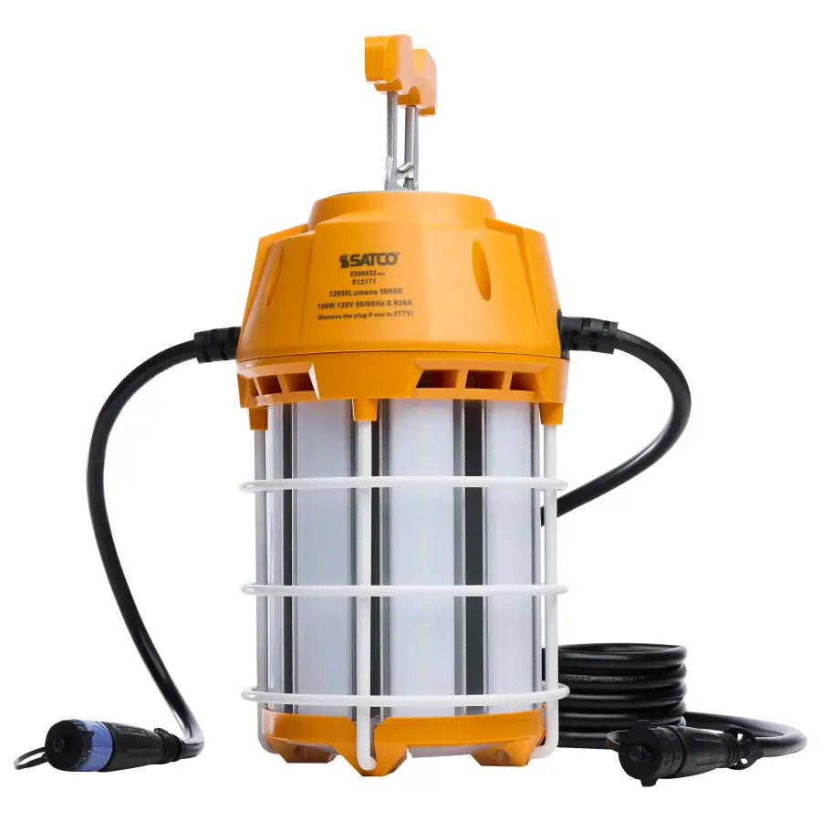 100 Watt LED Hi-Pro Temp Work Light - 5000K - Corncob Shape - 80 CRI - Orange Finish - Image 1