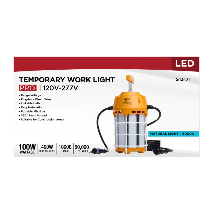 100 Watt LED Hi-Pro Temp Work Light - 5000K - Corncob Shape - 80 CRI - Orange Finish - Image 14