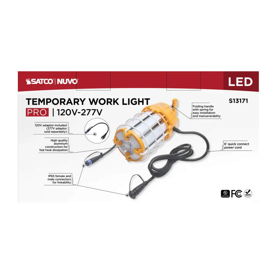 100 Watt LED Hi-Pro Temp Work Light - 5000K - Corncob Shape - 80 CRI - Orange Finish - Image 15