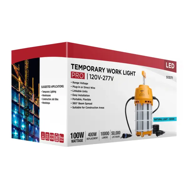 100 Watt LED Hi-Pro Temp Work Light - 5000K - Corncob Shape - 80 CRI - Orange Finish - Image 18